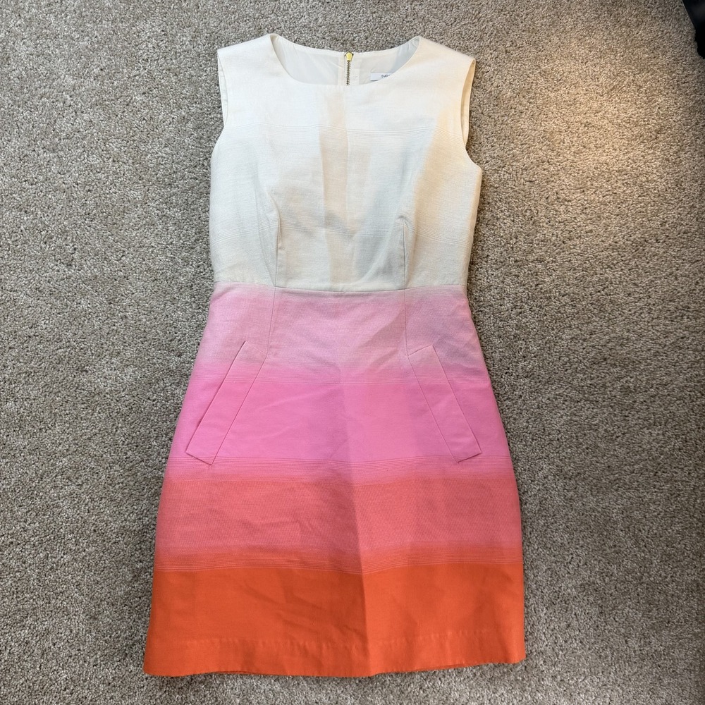 Diane Von Furstenberg Dress Womens 8 Multicolor Sleeveless Sheath Knee Ombre